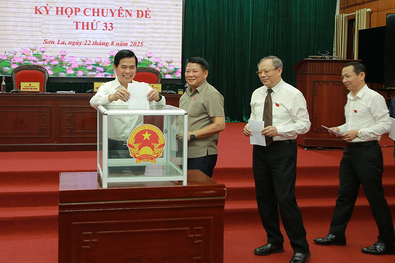 Các đại biểu bỏ phiếu bầu chức danh Phó Chủ tịch UBND tỉnh